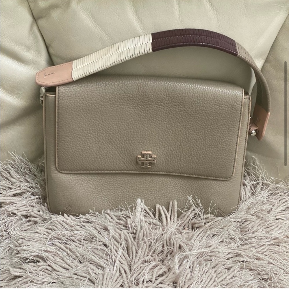 Tory Burch Taupe Leather Shoulder Bag
